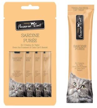 Fussie Cat Sardine Puree Treat .5oz 4pk