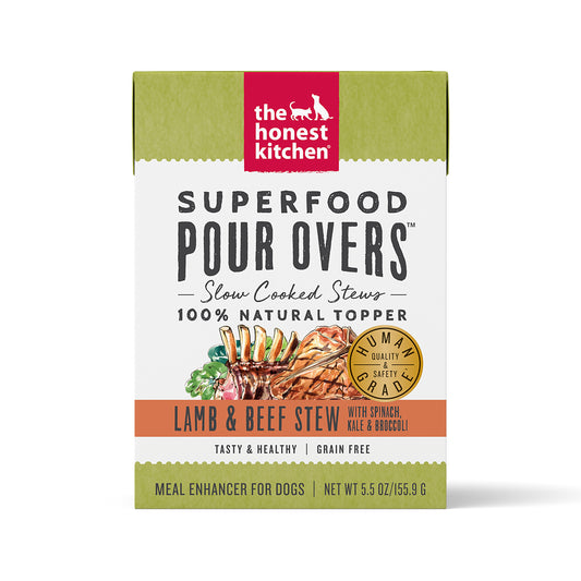 The Honest Kitchen Superfood Pour Overs Lamb & Beef Stew with Spinach, Kale, & Broccoli Dog Food Topper 5.5oz