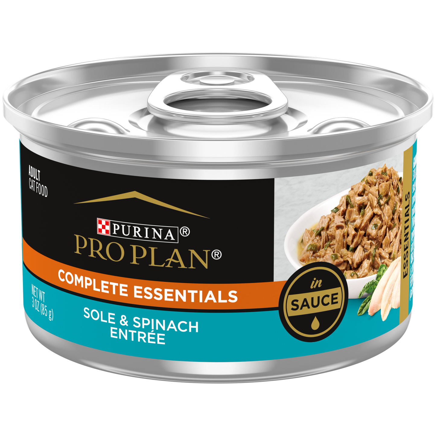 Purina Pro Plan Gravy, Pate Wet Cat Food, Complete Essentials Sole & Spinach Entree in Sauce 3oz