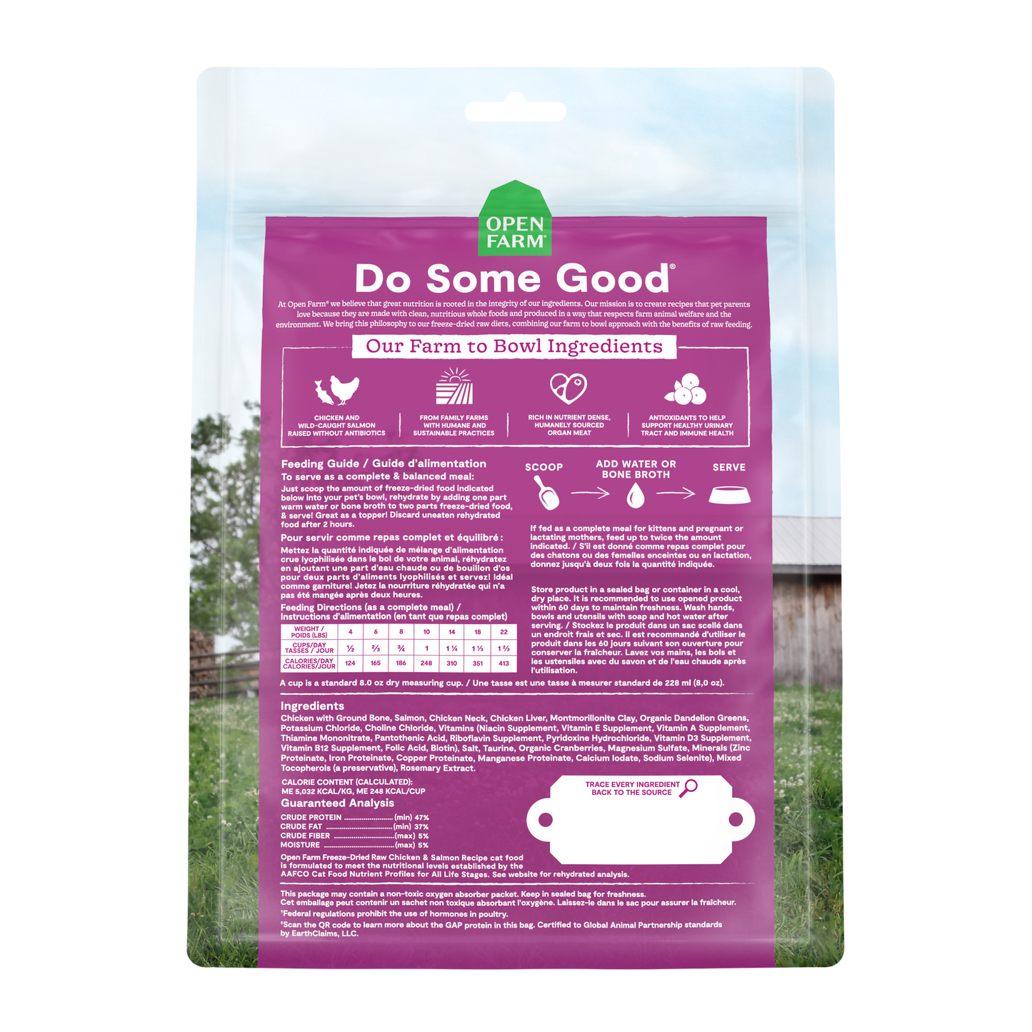 Open Farm Chicken & Salmon Recipe Freeze Dried Raw Morsels For Cats 9oz Bag