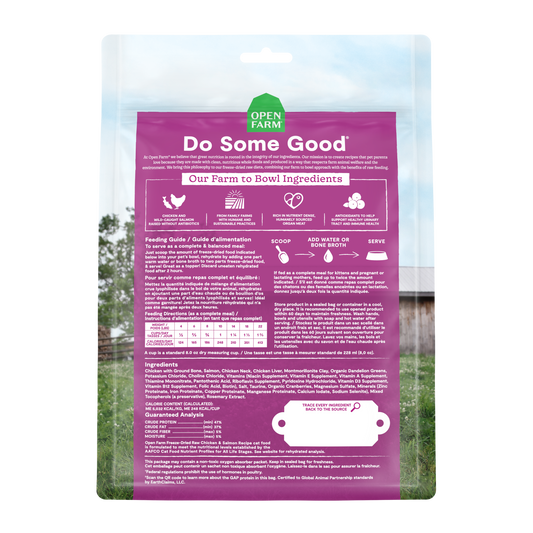 Open Farm Chicken & Salmon Recipe Freeze Dried Raw Morsels For Cats 9oz Bag