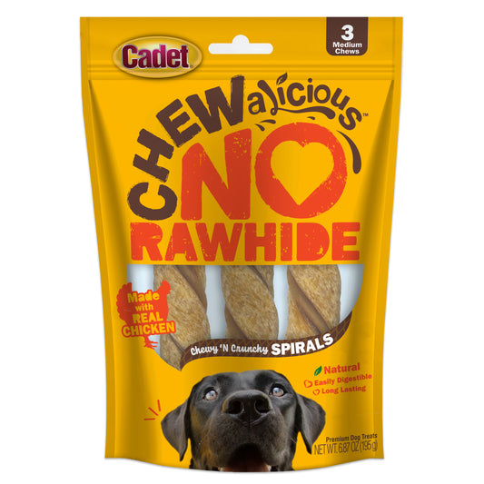 Cadet Chewalicious Chewy 'N Crunchy Rawhide-Free Natural Spirals Small 3pk