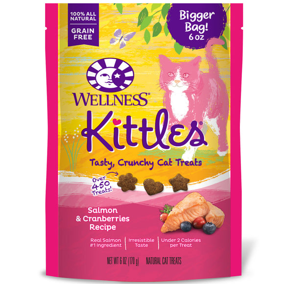 Wellness Kittles Natural Grain Free Cat Treats Salmon & Cranberries 6oz Bag