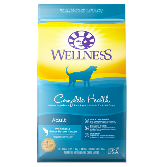 Wellness Complete Health Natural Dry Dog Food Whitefish & Sweet Potato 5lb Bag