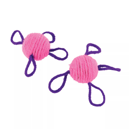 Coastal Turbo Wool Ball Cat Toy 2pk Pink