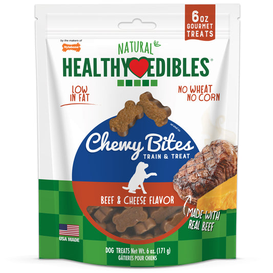 Nylabone Healthy Edibles Chewy Bites Soft Dog Treats Beef & Cheese 6oz