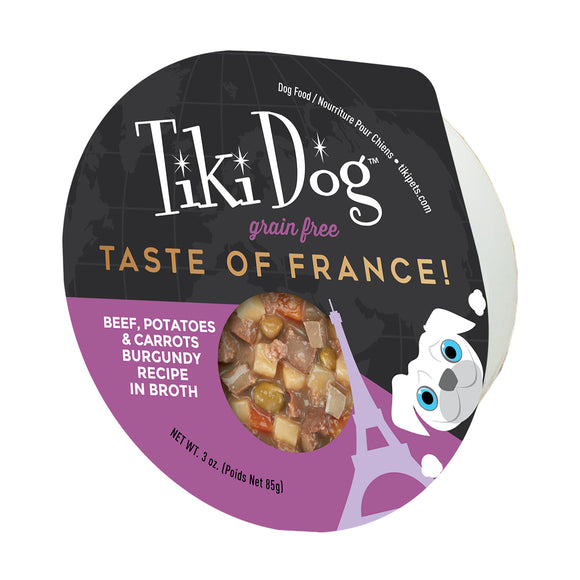 Tiki Dog Taste of the World Wet Dog Food France Beef Potatoes & Carrots 3oz Cup