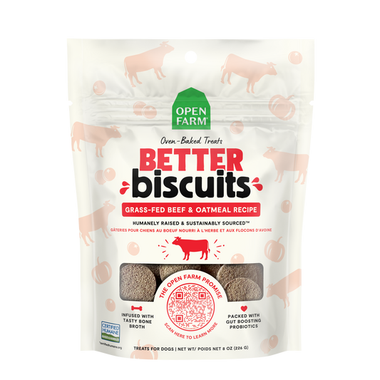 Open Farm Better Biscuits Grass-Fed Beef Recipe Treats 8oz Bag