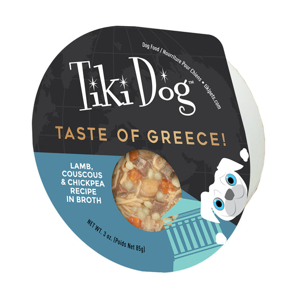 Tiki Dog Taste of the World Wet Dog Food Greece Lamb Couscous & Chickpea 3oz Cup