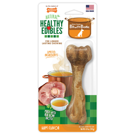 Nylabone Healthy Edibles Broth Bone Natural Dog Treats Bone Broth Large/Giant