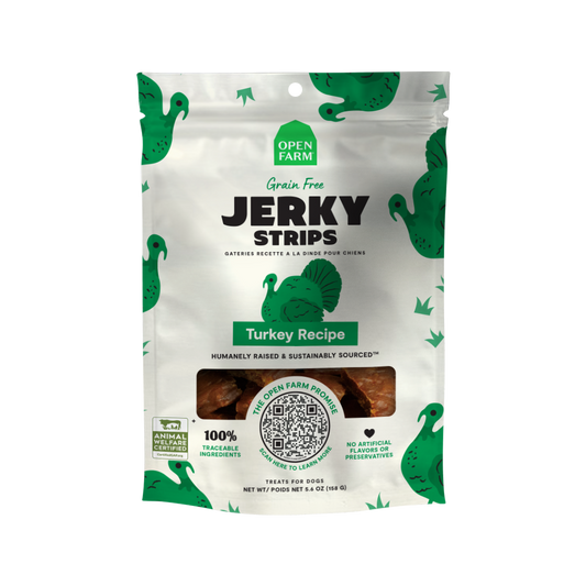 Open Farm Turkey Recipe Jerky Strips Treats For Dogs 5.6oz Bag