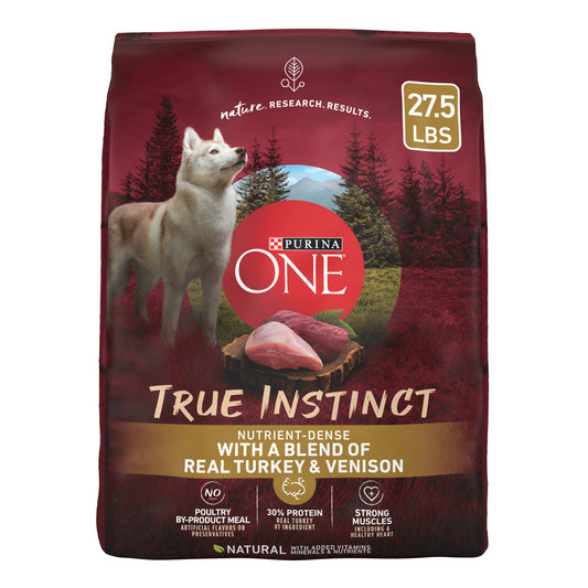 Purina ONE True Instinct Turkey and Venison Dry Dog Food 27.5lb bag