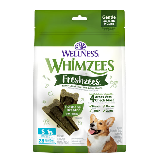 WHIMZEES Wellness Freshzees Dog Dental Treats, Natural Chews, Small Size Stick 28ct