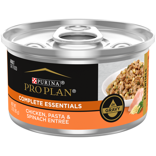 Purina Pro Plan High Protein Cat Food Gravy, Chicken, Pasta and Spinach Entrée 3oz