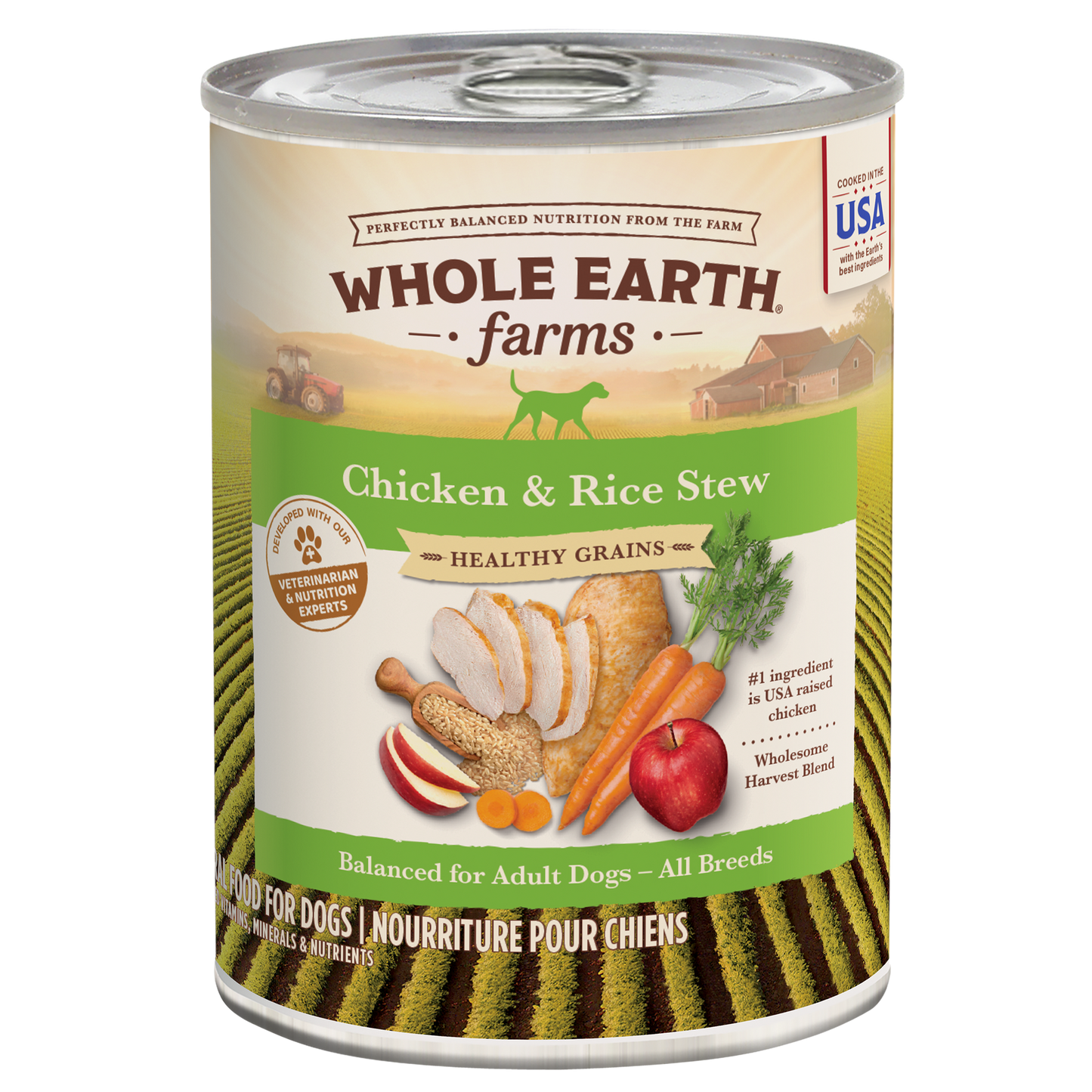 Whole Earth Farms Healthy Grains Chicken and Rice Stew Canned Dog Food 12.7oz