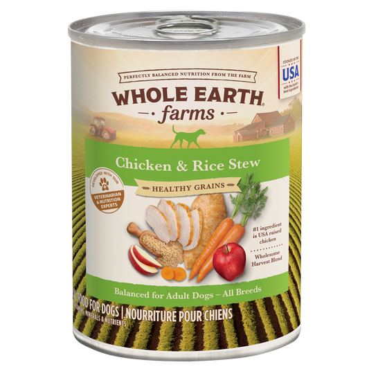 Whole Earth Farms Healthy Grains Chicken and Rice Stew Canned Dog Food 12.7oz
