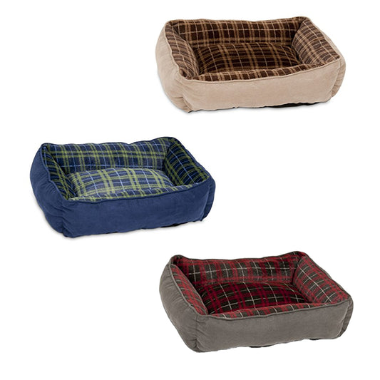 Aspen Pet Rectangular Lounger, 20"x15", Assorted Plaid