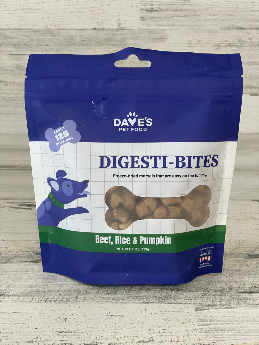 Dave’s Pet Food Dog Digesti-Bites Freeze-Dried Beef Rice Pumpkin 4oz