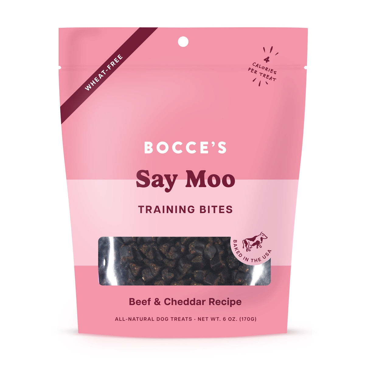 Bocce's Bakery Say Moo Training Bites Dog Treats, Beef & Cheddar Recipe, 6oz
