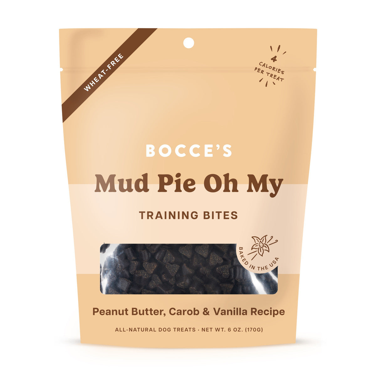 Bocce's Bakery Mud Pie Oh My Training Bites Dog Treats, Peanut Butter, Carob & Vanilla Recipe, 6oz