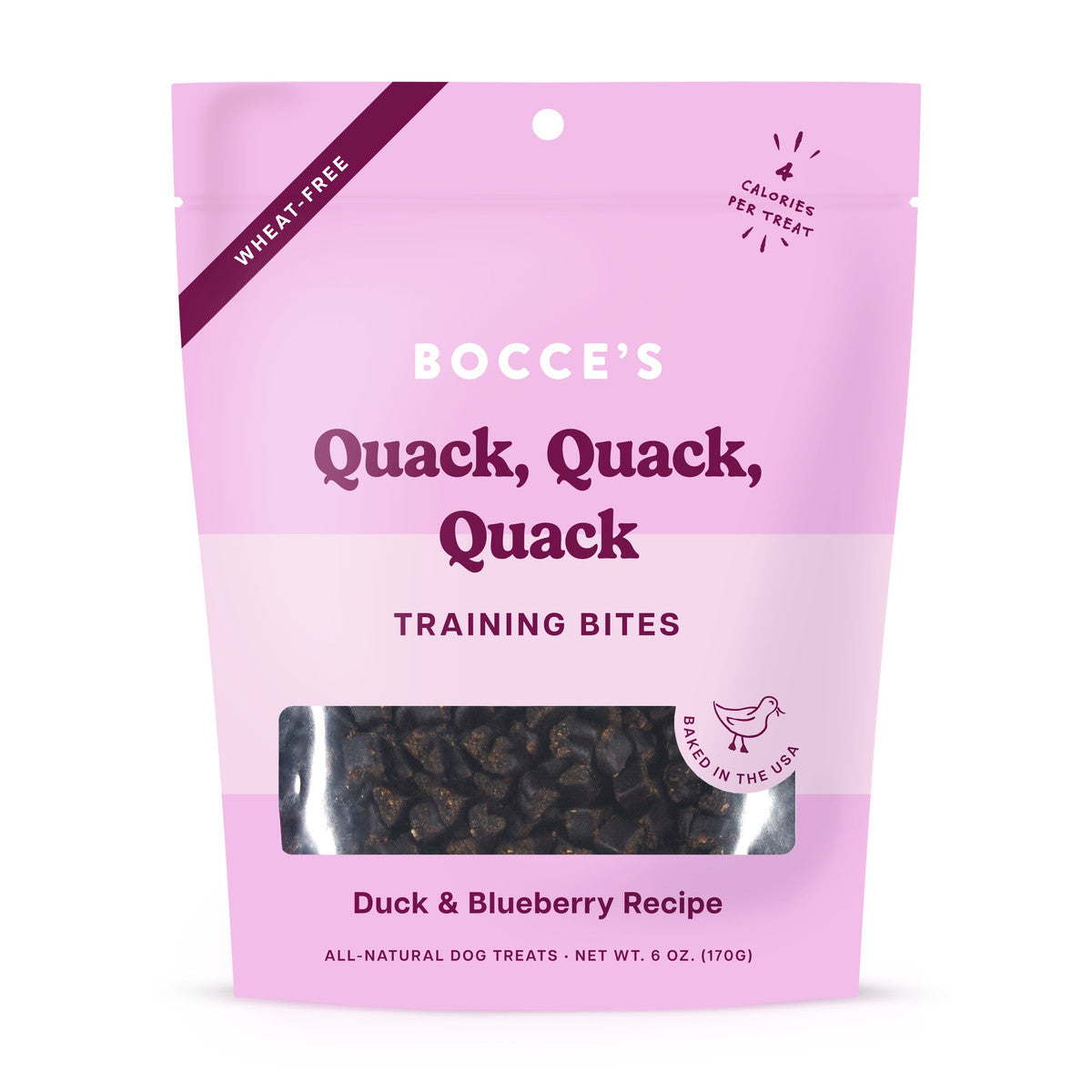Bocce's Bakery Quack, Quack, Quack Training Bites Dog Treats, Duck & Blueberry Recipe, 6oz