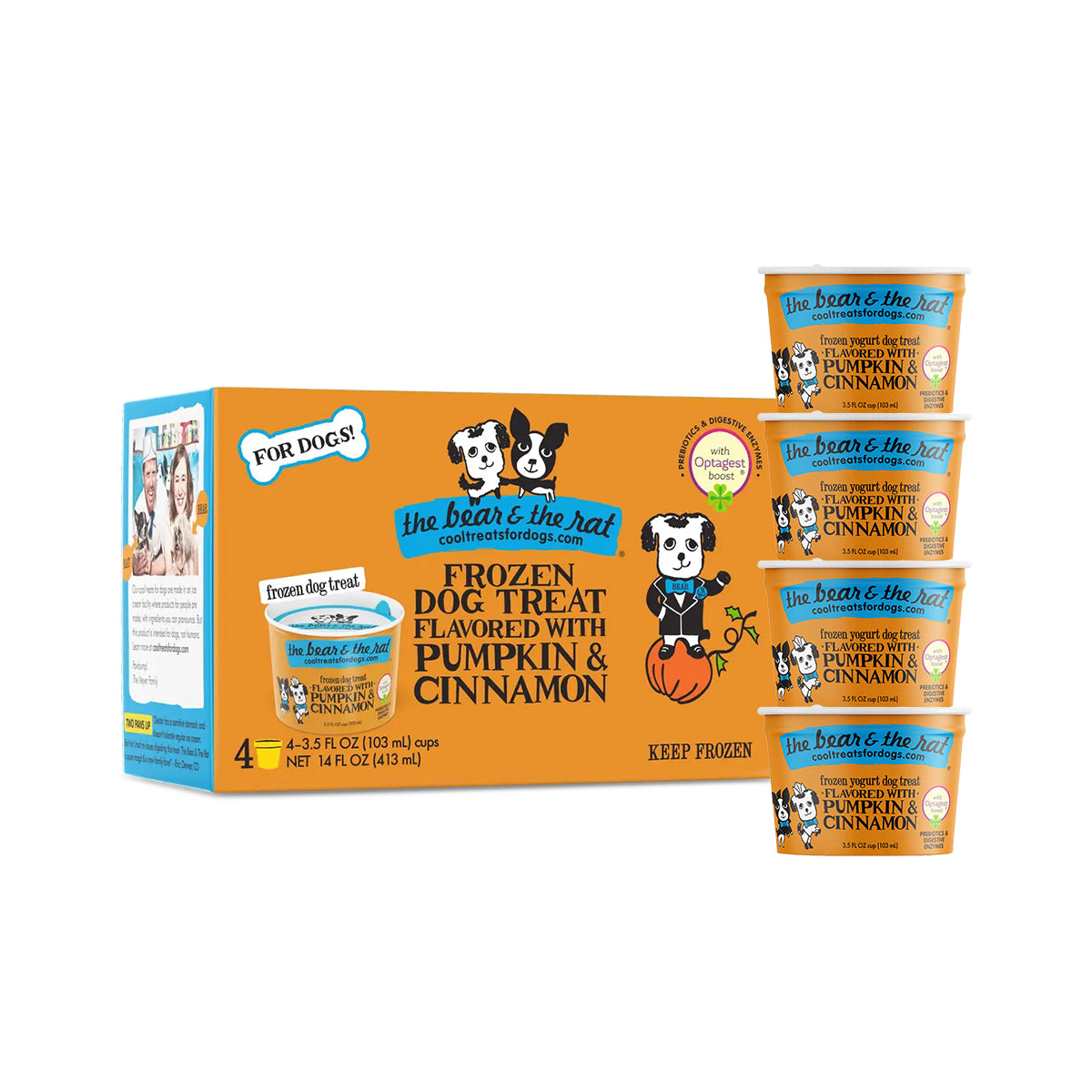 The Bear & The Rat Frozen Yogurt Dog Treat, Pumpkin & Cinnamon, 3.5oz, 4-pack