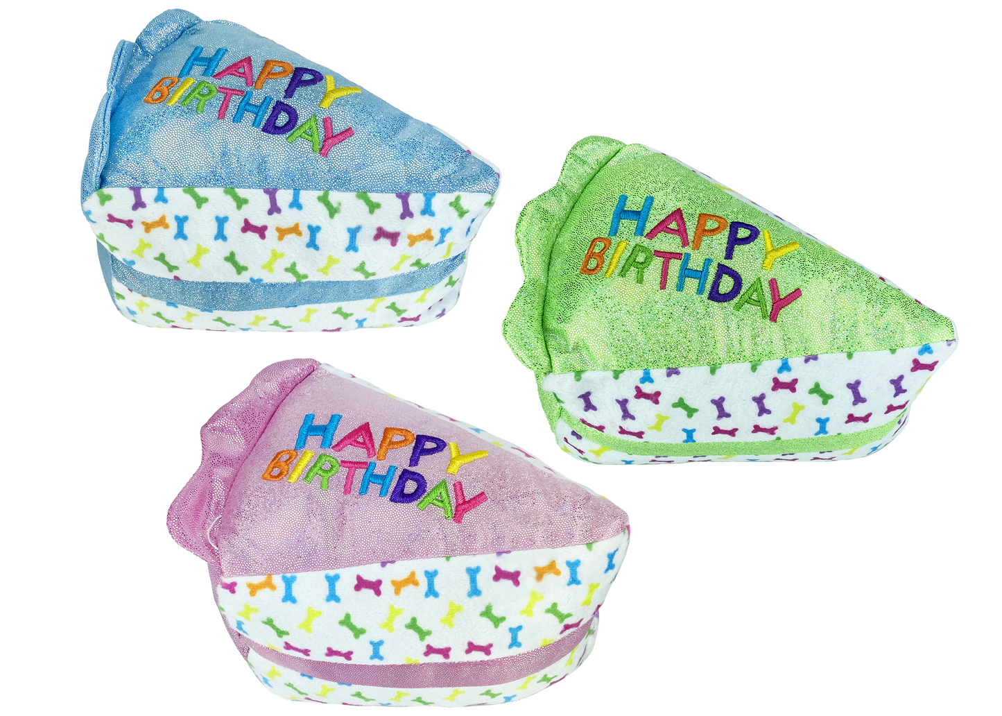 Multipet Plush Dog Toy Birthday Cake Slice 6in Assorted