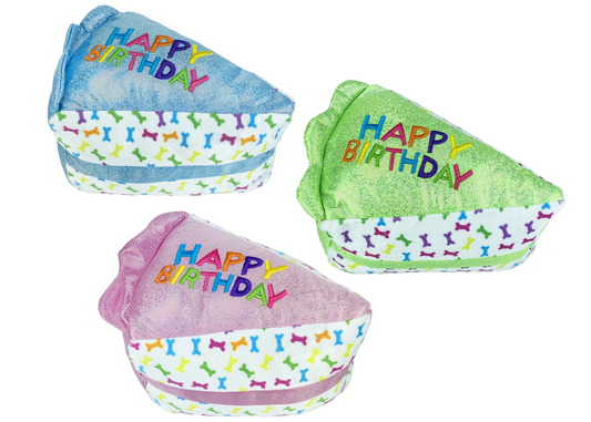 Multipet Plush Dog Toy Birthday Cake Slice 6in Assorted