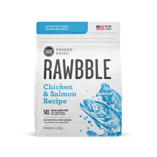 Bixbi Rawbble Freeze Dried Grain Free Chicken Salmon Recipe for Dogs 12oz