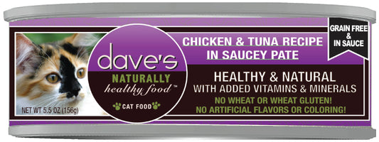 Dave Cat Grain Free Saucey Chicken N Tuna 5.5 oz
