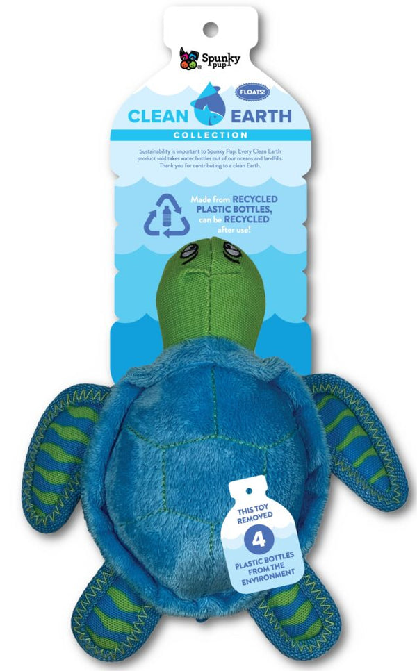 Spunky Pup Clean Earth Small Sea Turtle Plush Dog Toy