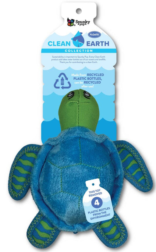 Spunky Pup Clean Earth Small Sea Turtle Plush Dog Toy