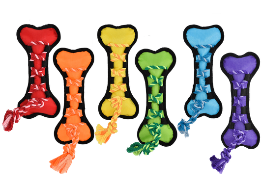 Multipet Dog Toy Cross-Ropes Bone 16in Assorted