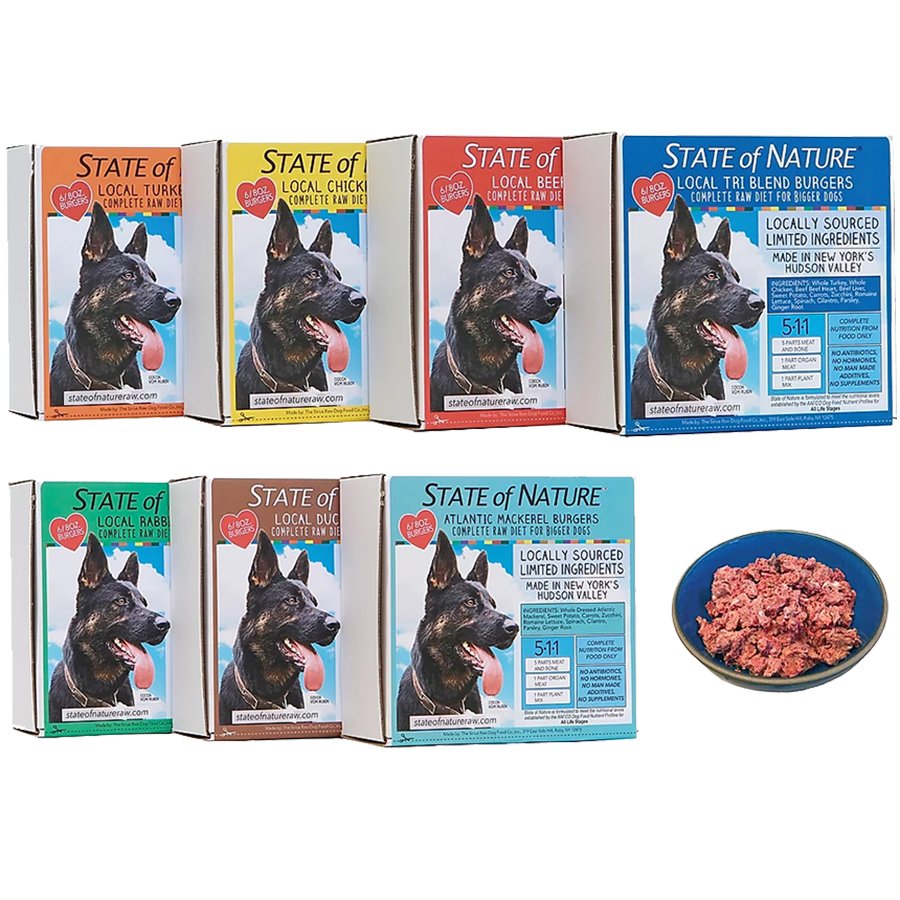 Sirius State of Nature Dog Burgers 8oz pack of 6 Beef