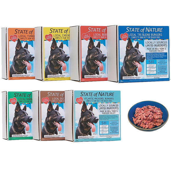 Sirius State of Nature Dog Burgers 8oz pack of 6 Chicken