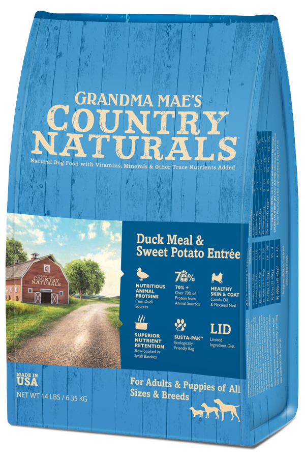 Grandma Mae's Country Naturals Dry Dog Food 24lb Duck and Sweet Potato