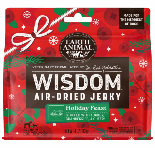 Earth Animal Wisdom Holiday Feast Recipe Air-Dried Jerky Dog Treats 4oz