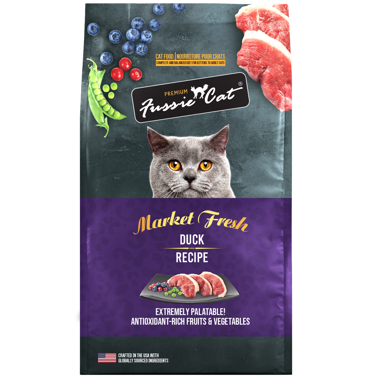 Fussie Cat Market Fresh Grain Free Duck Recipe Dry Cat Food 10lb