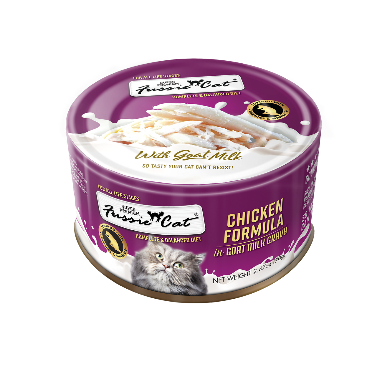 Fussie Cat Super Premium Chicken in Goats Milk 2.47oz can