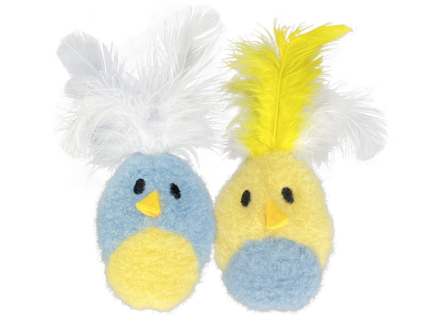 Multipet Cat Toy Feather Birds 2pk 5in