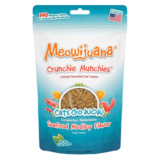 Meowijuana Crunchie Munchies Seafood Medley Flavor Catnip Treats 3oz