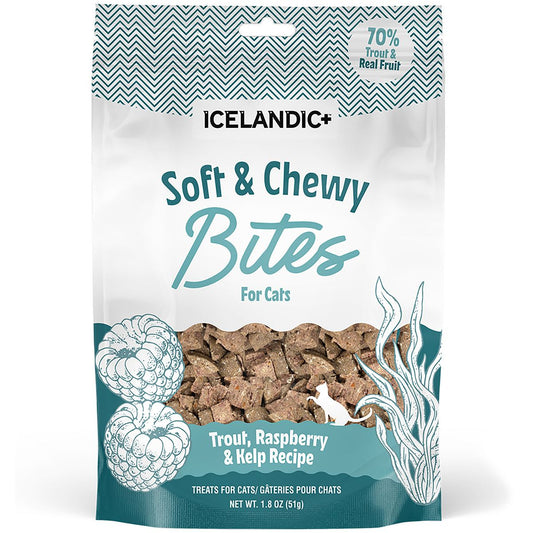Icelandic+ Cat Treat Soft & Chewy Bites Trout Raspberry & Kelp 1.8 oz