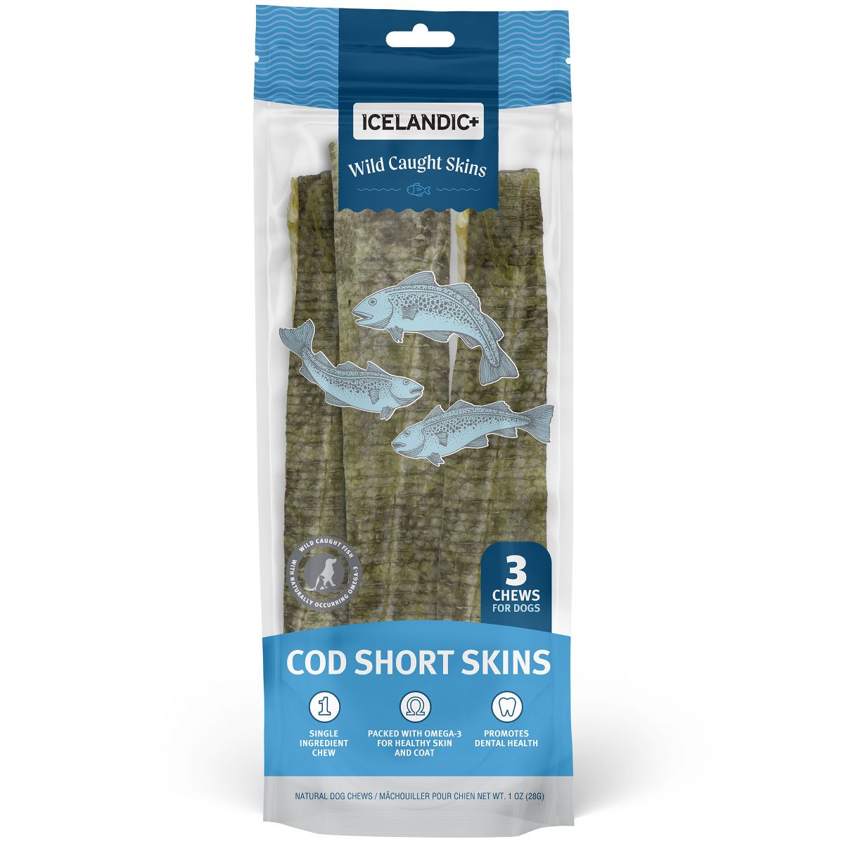 Icelandic+ Cod Short Skins Dog Chew 3pk