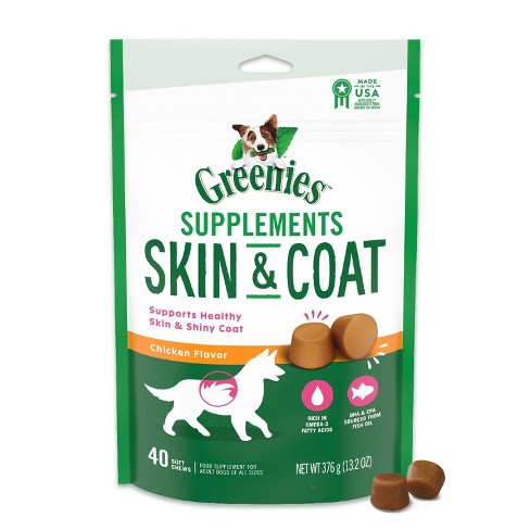 Greenies Skin & Coat Food Supplements 40Ct Chicken Flavor