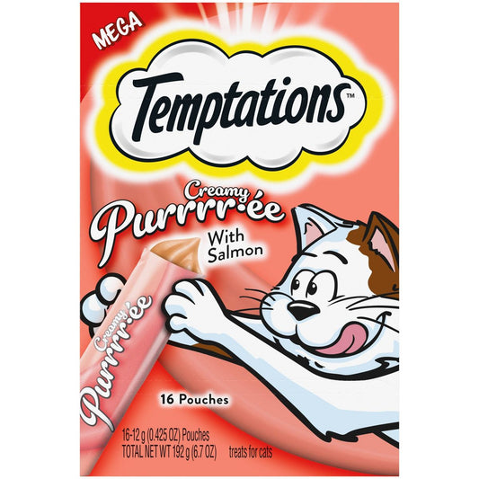 Temptations Puree with Salmon Flavor Squeezable Lickable Cat Treats 16pk 6.7oz