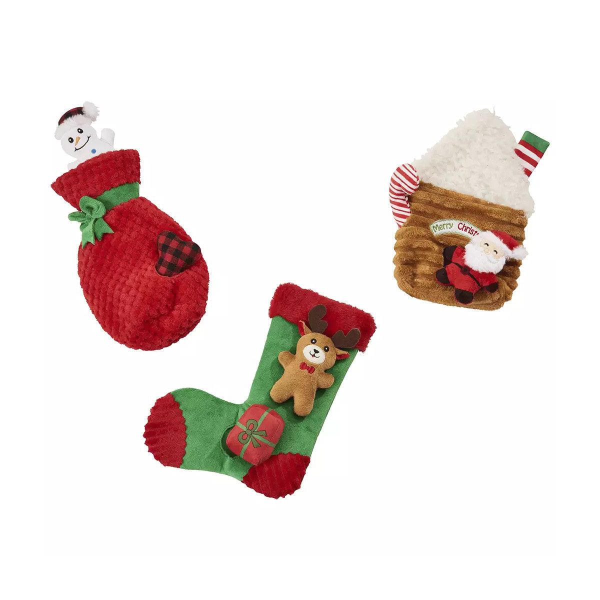 SPOT Holiday Crinkler Christmas Puzzle Dog Toy Gift 11in Assorted