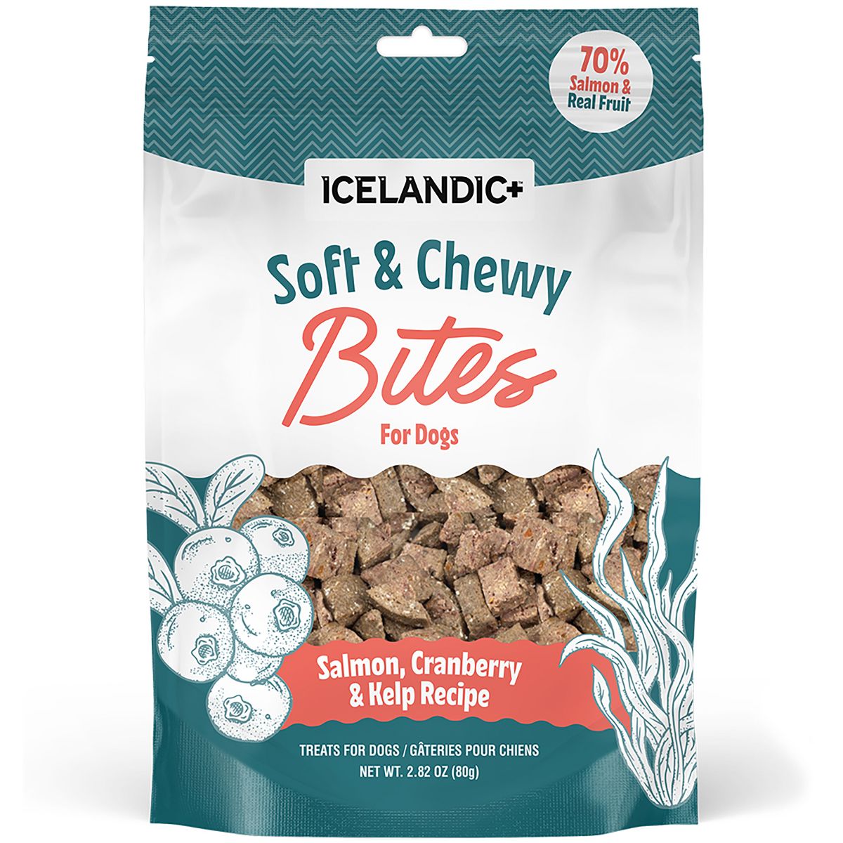 Icelandic+ Dog Treat Soft & Chewy Bites Salmon Cranberry & Kelp 2.82oz