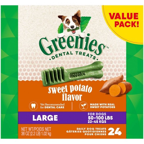 Greenies Large Natural Sweet Potato Flavor Dental Dog Treats, 36 oz., Count of 24