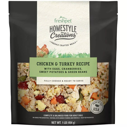 Freshpet Homestyle Creations Chopped Chicken and Turkey with Vegetables Entree Wet Dog Food 1lb
