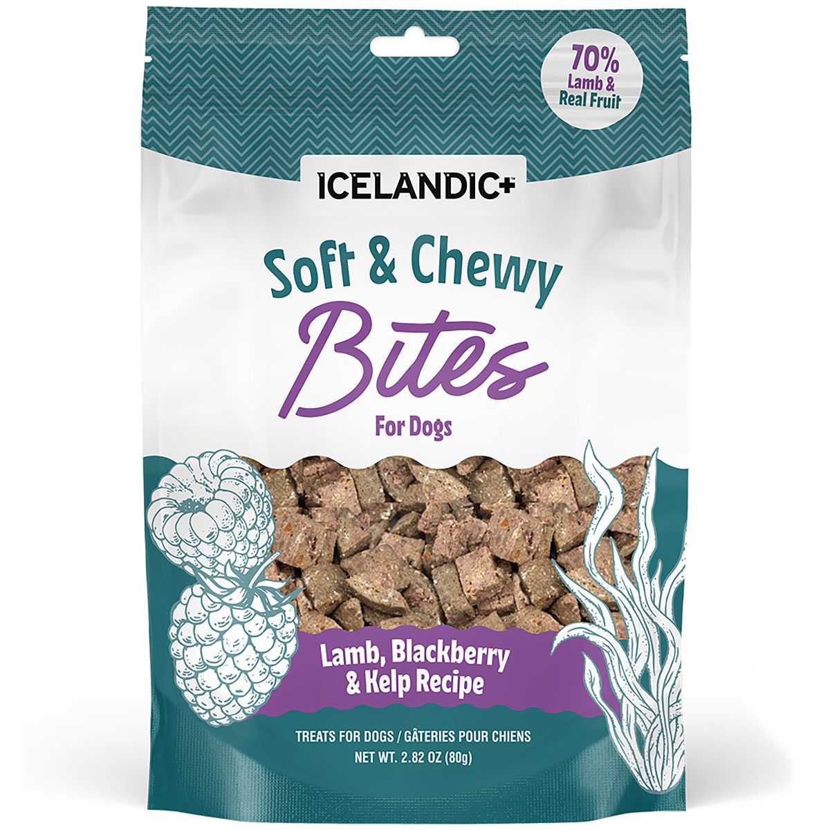 Icelandic+ Dog Treat Soft & Chewy Bites Lamb Blackberry & Kelp 2.82oz